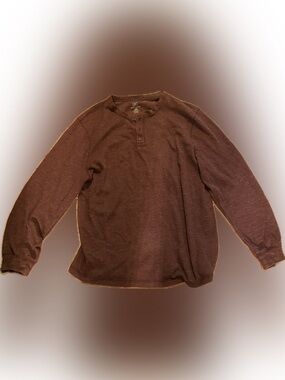 George Men's Brown Long-Sleeve Henley Shirt